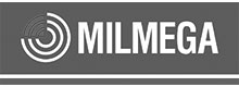 Milemega logo in grey on white background