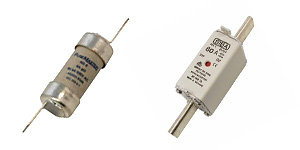 Image of two types of fuses on a white background