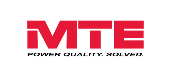 MTE logo in red and black. Logo reads "MTE" in bold red font with "power quality. solved." in black font underneath. 
